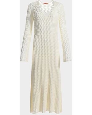 Altuzarra Jemmy Open Knit Long-Sleeve Midi Dress - White