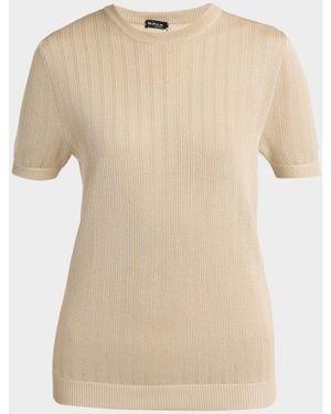 Kiton Pointelle Silk Knit Short-Sleeve T-Shirt - Natural