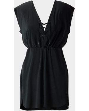 Magicsuit Lace-Up Mini Dress Coverup - Black
