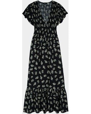 Rails Clementine Flutter-Sleeve Midi Dress - Black