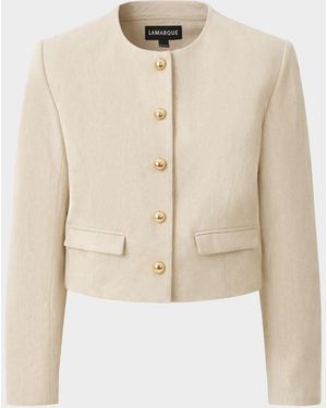 Lamarque Francina Tailored Cotton-Linen Jacket - Natural