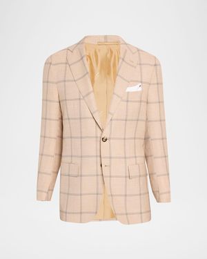 Kiton Apos;S Windowpane Cashmere Single-Breasted Sport Coat - Natural