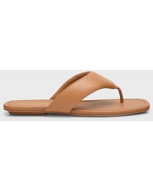 Stuart Weitzman Maui Padded Leather Thong Sandals - White