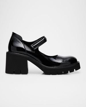 Pedro Garcia Zorana Lightweight Patent Leather Block-Heel Mary Jane Pumps - Black