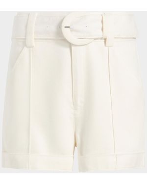 Cinq À Sept Aldi Belted Wide-Leg Linen Shorts - Natural