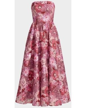 Mac Duggal Floral Sequinned A-Line Midi Dress - Red