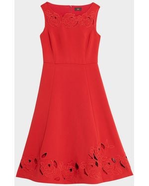 THEIA Christabel Embroidered Cutout Midi Dress