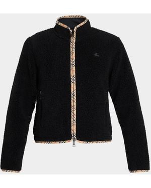 Burberry Check Cashmere Cardigan - Black