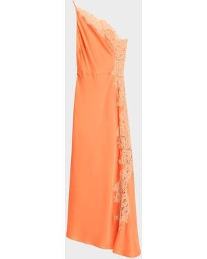 A.L.C. Lou Lace-Embroidered One-Shoulder Slip Dress - Orange