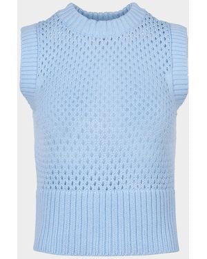 Smythe Mesh Knit Sweater Vest - Blue