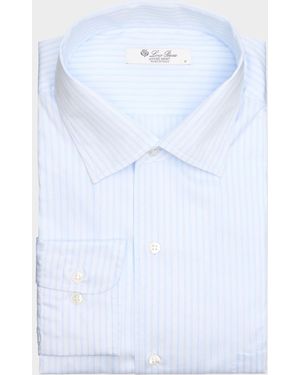 Loro Piana Andre Summer Striped Cotton Shirt - Blue