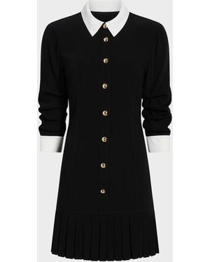 Cinq À Sept Luca Drapey Crepe Mini Shirtdress - Black