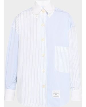 Thom Browne Fun Mix Micro Striped Poplin Oversized Shirt - White