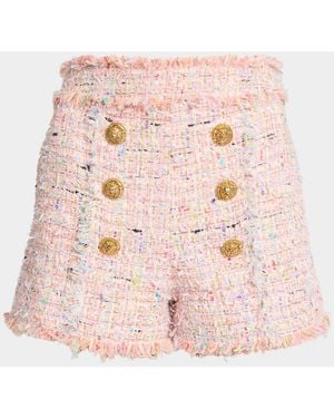 Balmain Double-Breasted Tweed Shorts - Pink