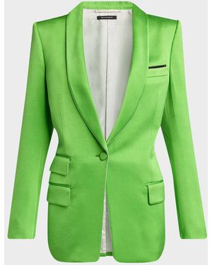 Tom Ford Single-Breasted Silk-Wool Blazer Jacket - Green