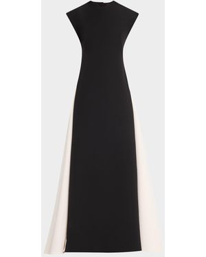 Bibhu Mohapatra Open-Back Colorblock Cady Gown - Black