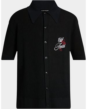 Amiri Club Crochet Short-Sleeve Shirt - Black