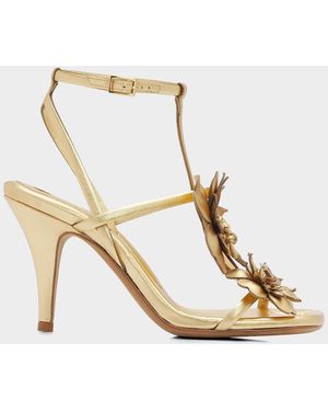 Zimmermann 85Mm Belara Metallic Leather Sandals - Natural