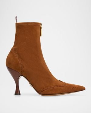 Thom Browne 90Mm Wingtip Suede Booties - Brown