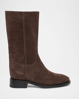 Santoni 50Mm Suede Mid-Calf Boots - Brown