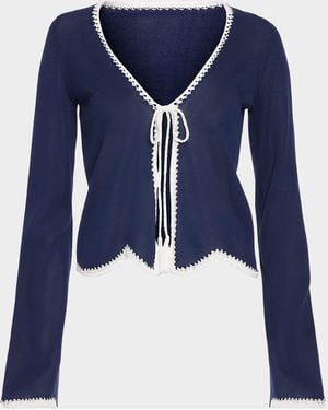 Ramy Brook Tara Crochet-Trim Cardigan - Blue