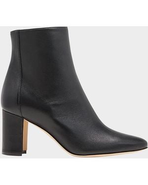 Manolo Blahnik Rosie Leather Zip Booties - Black