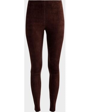 Alice + Olivia Lennox Mid-Rise Suede Leggings - Purple