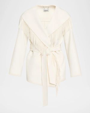 Jonathan Simkhai Rowen Fringed Wool-Blend Jacket - Natural