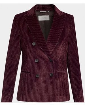 Peserico Double-Breasted Glitter Corduroy Jacket - Purple