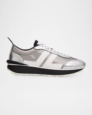 Lanvin Apos;S Bumpr Mesh And Metallic Leather Sneakers - White
