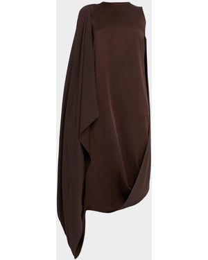 Michael Kors Sleeveless Draped Techno Midi Dress - Brown