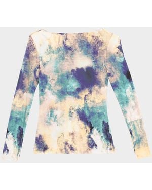 MISA Los Angles Lira Abstract Jersey Top - Blue