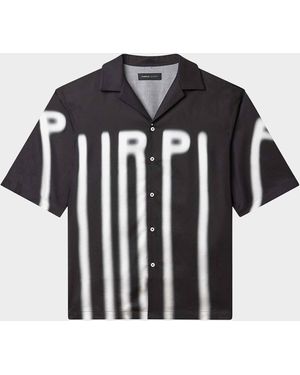 Purple Blurred Wordmark Short-Sleeve Shirt - Black