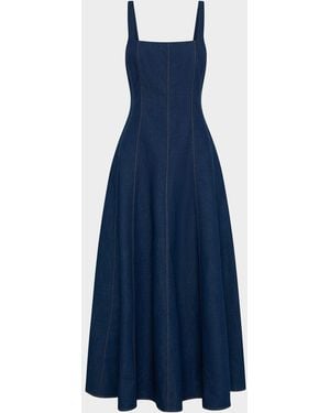 Nicholas Athena Square-Neck Cotton Denim Maxi Dress - Blue