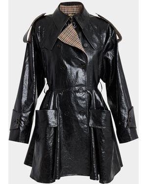 Chloé Coated Linen Belted Riding Trench Coat - Black