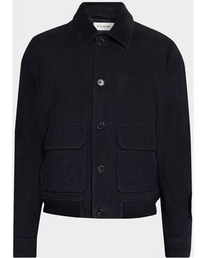 FRAME Apos;S Suede Flap-Pocket Blouson - Blue