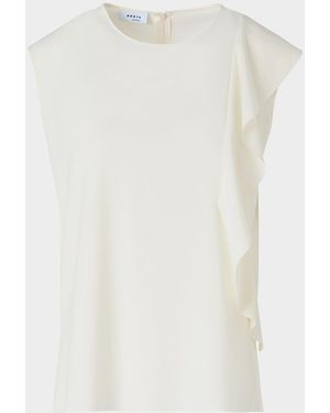Akris Punto Ruffle Lasercut Crepe Sleeveless Blouse - White