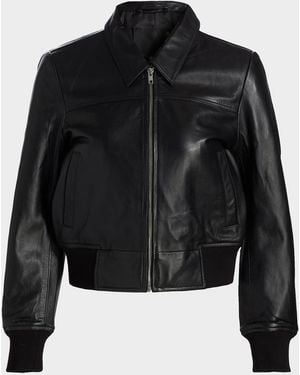 R13 Berlin Leather Bomber Jacket - Black
