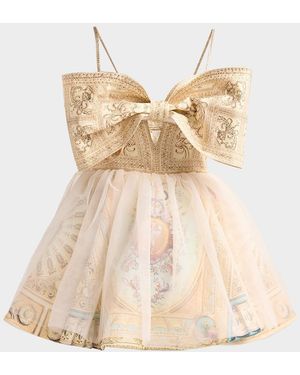 CAMILLA Boudoir Bow-Front Mini Dress - Natural