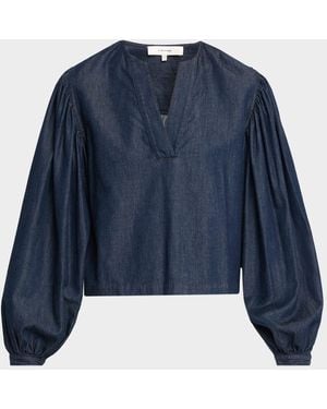 FRAME The Off-Duty Long-Sleeve Top - Blue