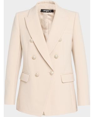 Emanuel Ungaro Amber Double-Breasted Stretch Crepe Jacket - Natural