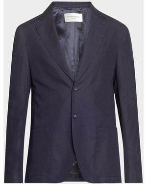 Officine Generale Apos;S Michel Piedye Single-Breasted Blazer - Blue