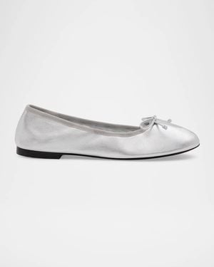 Stuart Weitzman Nia Leather Ballerina Flats - White