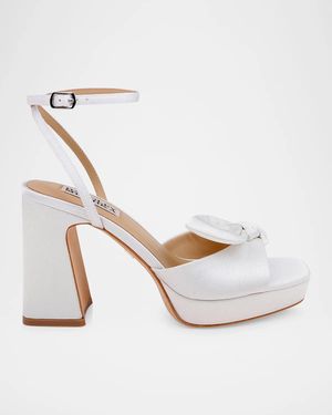 Badgley Mischka Yuki 90Mm Crepe Platform Sandals - White