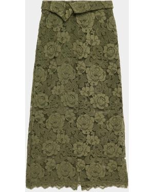 Simone Rocha Peeling Waist Lace Midi Skirt - Green