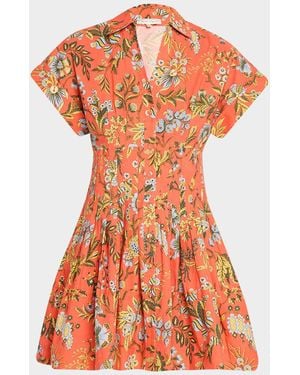 Cara Cara Nash Printed Button-Front Mini Dress - Orange