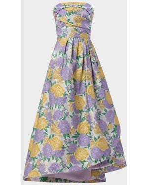 Shoshanna Carlisle High-Low Floral Jacquard Gown - White