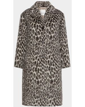 Max Mara Leopard-Print Wool Single-Breasted Long Coat - Multicolor