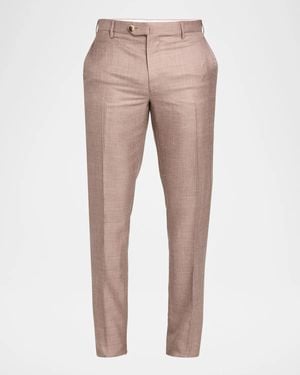 Isaia Apos;S Luxe Twill Pants With Side Tabs - Natural