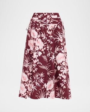 Cara Cara Meret Printed Midi Skirt - Red